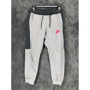 Nike Air Fleece Joggers Grey Charcoal‎ Pink Colorblock Mens Small AQ7257-091
